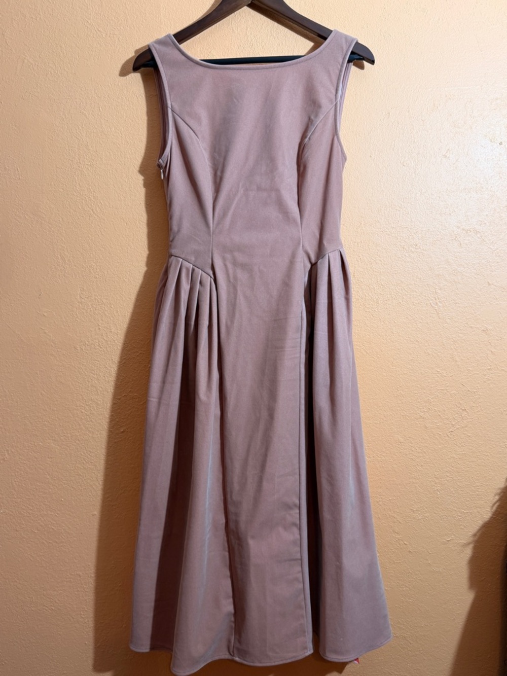Cider Velvet Sleeveless Midi Dress in Dusty Rose- S